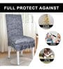 Black Polyester Blend Printed 45x14 Inches Chair Covers (Pack of 6)