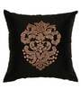 Black Traditional Polyester Blend 16 x 16 Inch Cushion Cover