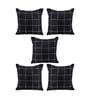 Black Polyester Checkered 40x40 inches Cushion Covers Set of 5