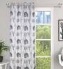 Grey Polyester Light Filtering 7 Feet Eyelet Curtain (1 Piece)