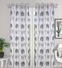 Grey Polyester Light Filtering 7 Feet Eyelet Curtain (1 Piece)