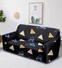 Black Geometric Polyester 73x57 Inches 2 Seater Sofa Cover