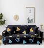 Black Geometric Polyester 73x57 Inches 2 Seater Sofa Cover