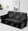 Black Floral Polyester 73x57 Inches 2 Seater Sofa Cover