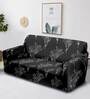 Black Floral Polyester 91x73 Inches 3 Seater Sofa Cover