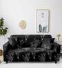 Black Floral Polyester 91x73 Inches 3 Seater Sofa Cover