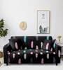 Black Floral Polyester (1Pc) Seater Sofa Cover