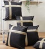 Black Polyester Geometric 40x40 inches Cushion Covers Set of 5