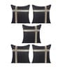Black Polyester Geometric 40x40 inches Cushion Covers Set of 5