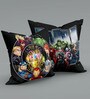 Black Polyester Marvel 16x16 inches Reversible Kids Cushion (1 Pc)