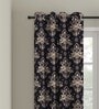 Black Traditional Polyester 5 Ft Semisheer Eyelet Window Curtains (Set of 2)