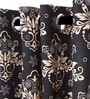 Black Traditional Polyester 5 Ft Semisheer Eyelet Window Curtains (Set of 2)