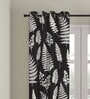 Black Floral Polyester 7 Ft Semisheer Eyelet Door Curtains (Set of 2)