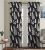 Black Floral Polyester 7 Ft Semisheer Eyelet Door Curtains (Set of 2)