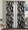Black Floral Polyester 9 Ft Semisheer Eyelet Door Curtains (Set of 2)