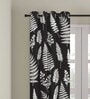 Black Floral Polyester 9 Ft Semisheer Eyelet Door Curtains (Set of 2)