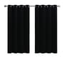 Black Polyester Solid 5ft Blackout Eyelet Window Curtain (2 Pc)