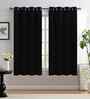 Black Polyester Solid 5ft Blackout Eyelet Window Curtain (2 Pc)