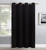 Black Polyester Solid 7ft Blackout Eyelet Door Curtain (1 Pc)