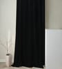 Black Polyester Solid 9ft Blackout Eyelet Door Curtain (1 Pc)