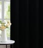 Black Polyester Solid 9ft Blackout Eyelet Door Curtain (2 Pc)