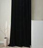 Black Polyester Solid 9ft Blackout Eyelet Door Curtain (2 Pc)