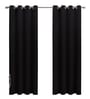 Black Polyester Solid 9ft Blackout Eyelet Door Curtain (2 Pc)