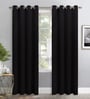 Black Polyester Solid 9ft Blackout Eyelet Door Curtain (2 Pc)