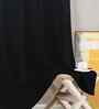 Black Polyester Solid 9ft Blackout Eyelet Door Curtain (2 Pc)