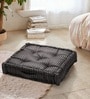 Black Striped Polyester 20x20 Inches Floor Cushion