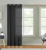 Black Polyester Striped 9ft Sheer Eyelet Door Curtain