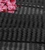 Black Polyester Striped 9ft Sheer Eyelet Door Curtain