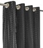Black Polyester Striped 9ft Sheer Eyelet Door Curtain