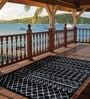 Black Geometric Polypropylene 8 ft x 10 ft Machine Made Carpet