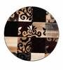 Black Polypropylene Vintage Machine Made Round Carpet