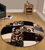 Black Polypropylene Vintage Machine Made Round Carpet