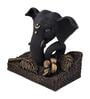 Living Essence Black Polyresin Eternal Flower Base Ganesha Idol