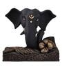 Living Essence Black Polyresin Eternal Flower Base Ganesha Idol