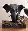 Living Essence Black Polyresin Eternal Flower Base Ganesha Idol