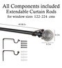 Black Powder Coated Iron Curtain Rod (48 to 88 Inches) With Bracket