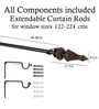 Black Powder Coated Iron Curtain Rod (48 to 88 Inches) With Bracket