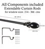 Black Powder Coated Iron Curtain Rod (84 to 144 Inches) With Bracket