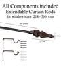 Black Powder Coated Iron Curtain Rod (84 to 144 Inches) With Bracket