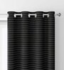 Black Premium Jute Geometric 7ft Light Filtering Eyelet Door Curtain