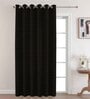 Black Premium Jute Geometric 8ft Light Filtering Eyelet Long Door Curtain