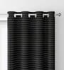 Black Premium Jute Geometric 8ft Light Filtering Eyelet Long Door Curtain