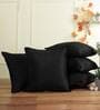 Black Solid Jute 16 x 16 Inches Cushion Covers (Set of 5)