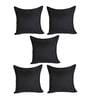 Black Solid Jute 16 x 16 Inches Cushion Covers (Set of 5)