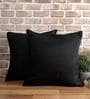 Black Solid Jute 24 x 24 Inches Cushion Covers (Set of 2)