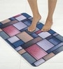 Denim Patchwork Printed Rubber 22x14 Inches Anti Skid Bath Mat